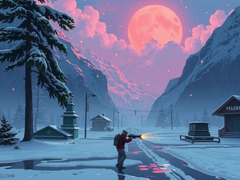 A stylized depiction of video game violence with vibrant color splatters