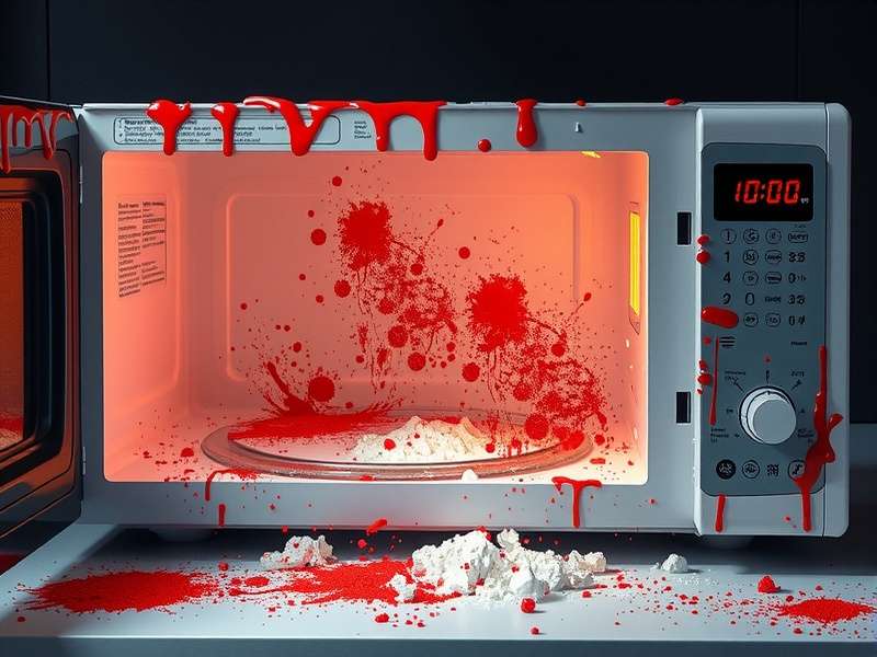 Modern microwave splatter cover in use on a glass plate