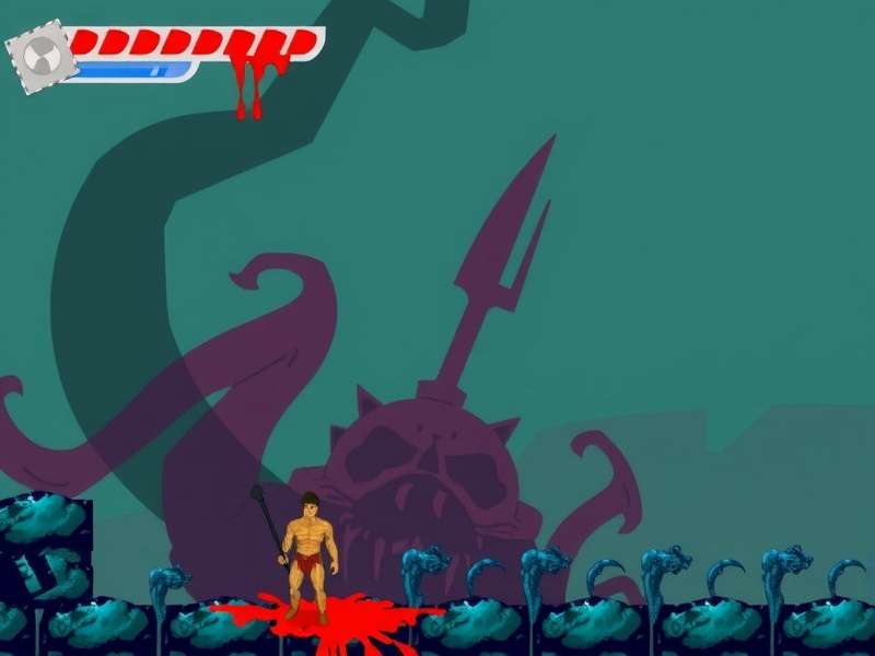 Dark, atmospheric corridor resembling Splatterhouse mansion