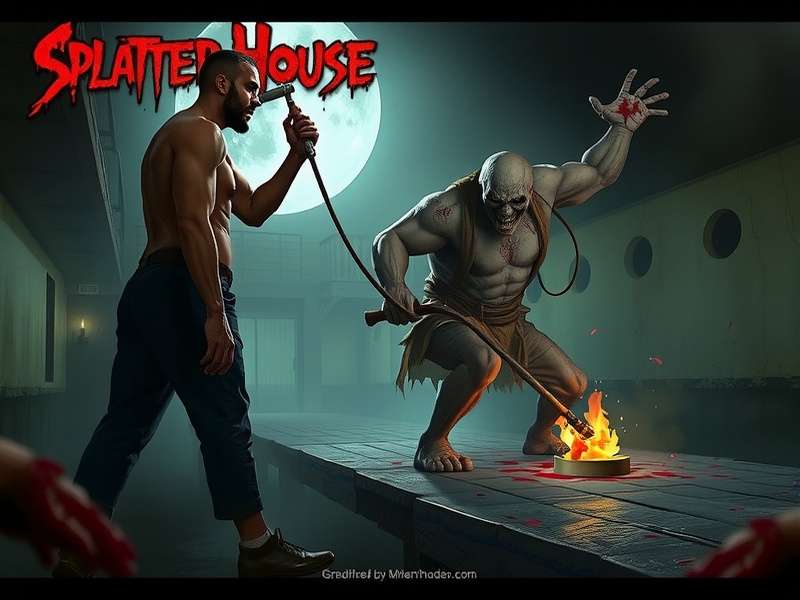 Splatterhouse 2 gameplay screenshot showing horror action