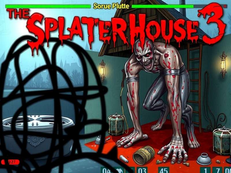 Splatterhouse 3 gameplay showing Rick Taylor fighting monsters