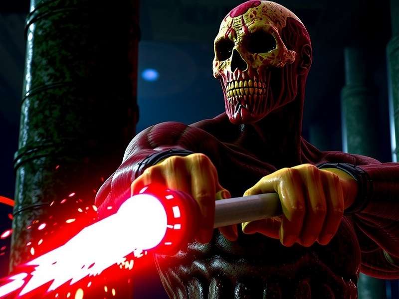 Rick Taylor wearing the Terror Mask in Splatterhouse Ps3, surrounded by gore