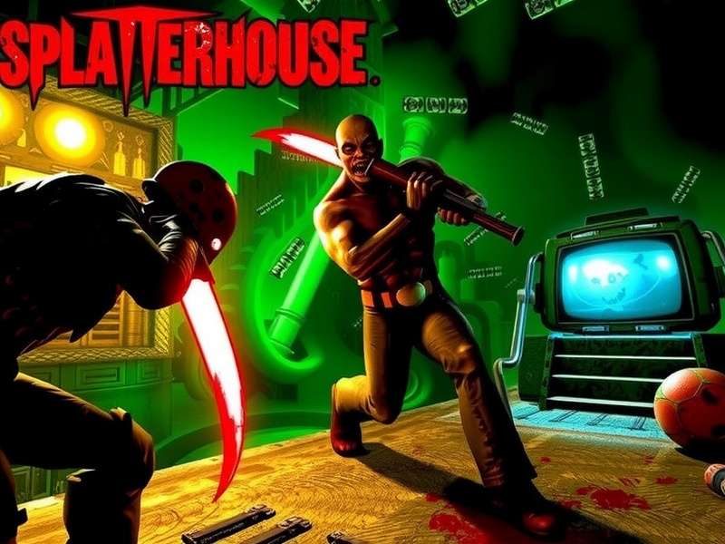Splatterhouse Xbox 360 gameplay screenshot showing Rick Taylor wearing the Terror Mask