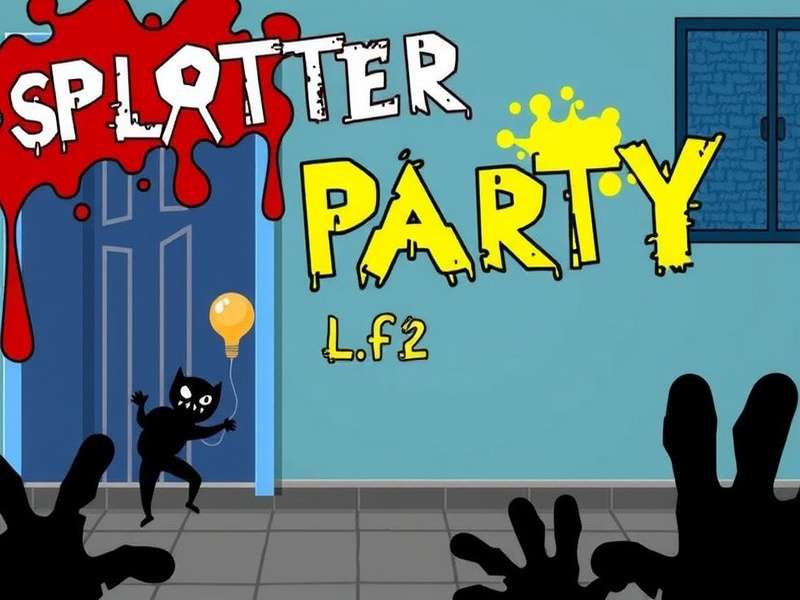 Splatter Party intense gameplay showing character facing multiple enemies