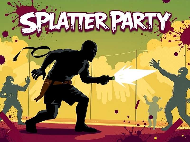 Intense team action during a BSU Splatter Party match, showing players in tactical gear with gel blasters.