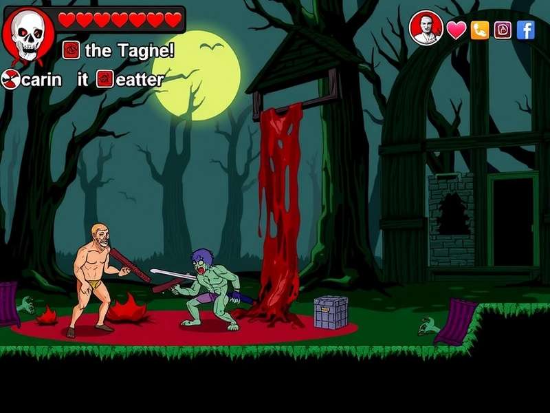 Splatterhouse gameplay screenshot showing protagonist Rick fighting monsters