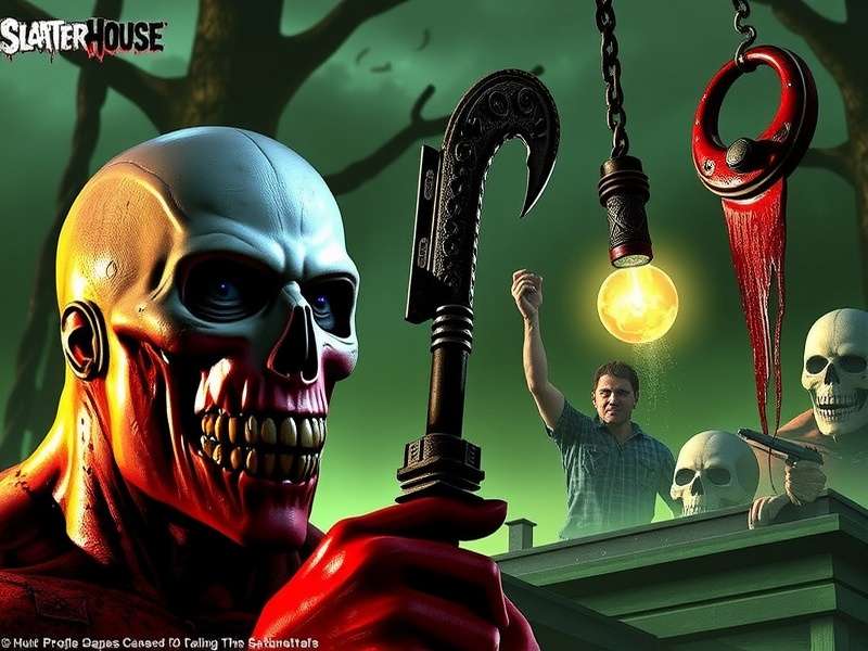 Splatterhouse PS3 gameplay showing bloody combat with Terror Mask
