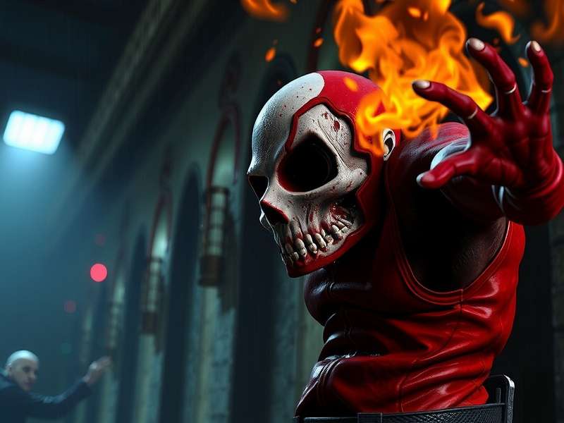 Splatterhouse PS3 Gameplay Screenshot - Rick Taylor in a gory battle