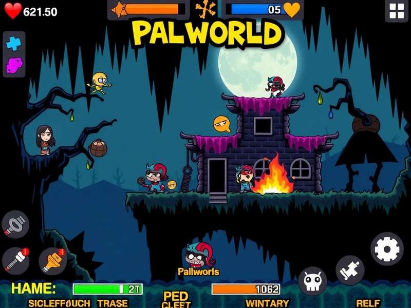 Splatterina Palworld boss concept art — Dark/Poison-type Alpha boss in Crimson Mire