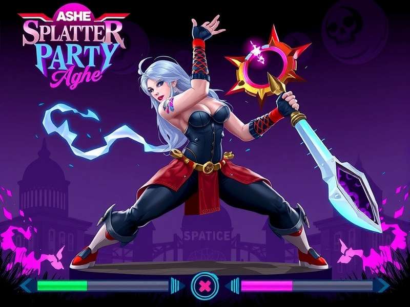Splatter Party Ashe vibrant arena gameplay with paint explosions and character abilities