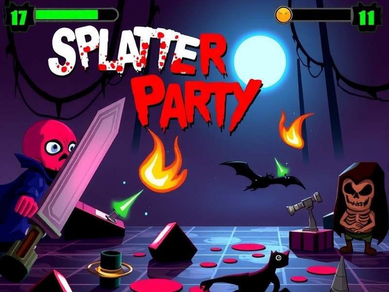 Splatter Party Bpm – vibrant rhythm game scene with neon colors and beat indicators