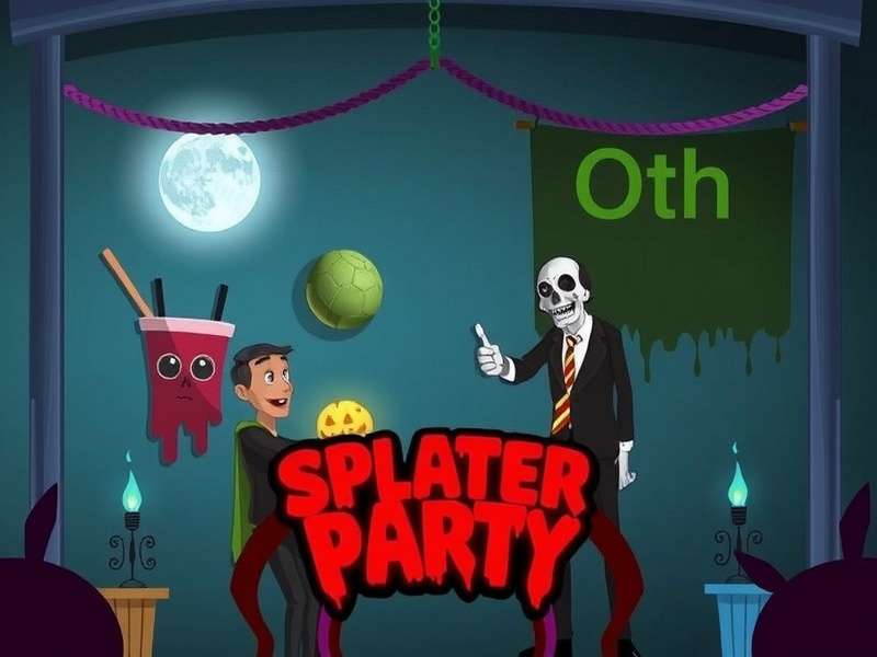 Splatter Party English — chaotic paint battle royale arena with vibrant splashes and Indian gaming community vibe