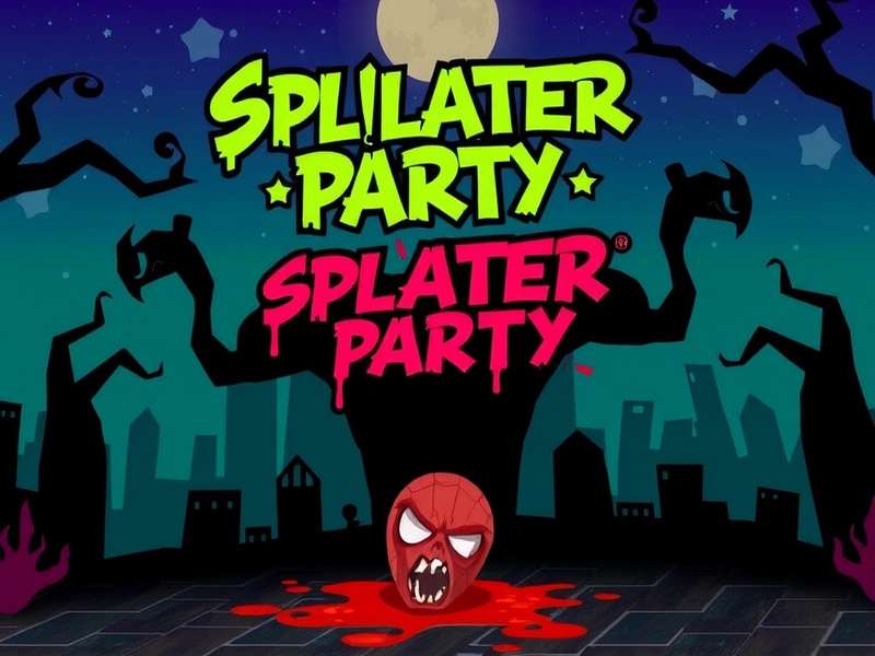 Splatter Party English Dub key art featuring the main roster in a vibrant Mumbai-style alley