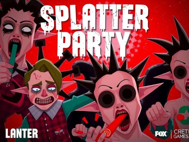 Vibrant splatter party with colorful paint explosions and friends celebrating