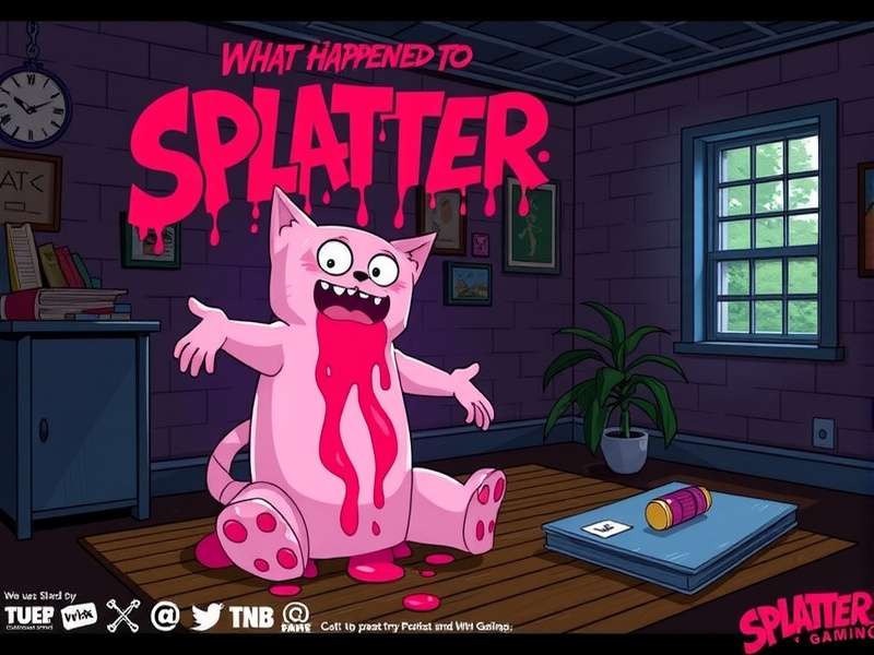Splattercatgaming playing Splatterhouse on a retro setup with neon lights