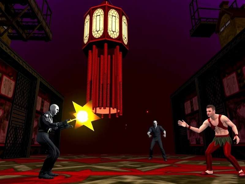 Splatterhouse PS3 gameplay screenshot showing Rick Taylor fighting enemies in the Gothic mansion with the Terror Mask glowing
