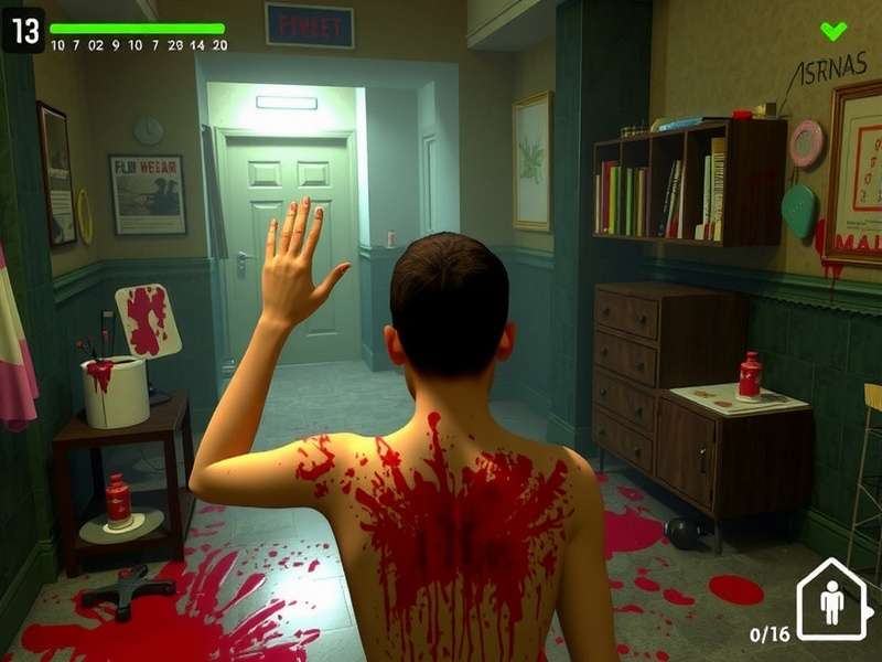 Splatter Image concept art showing dynamic blood splatter effects on a dark gaming background