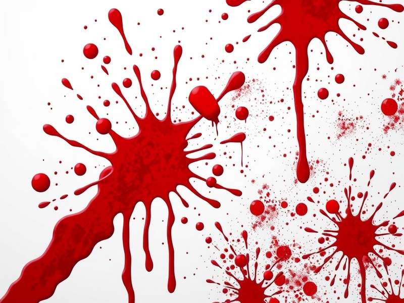 Blood splatter transparent background showcase with multiple splatter variants on dark canvas